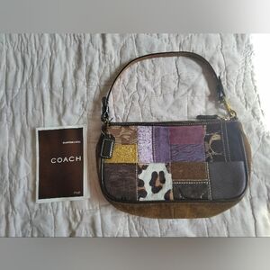 Coach Women's Patchwork Shoulder Bag - Brown and Purple Tones